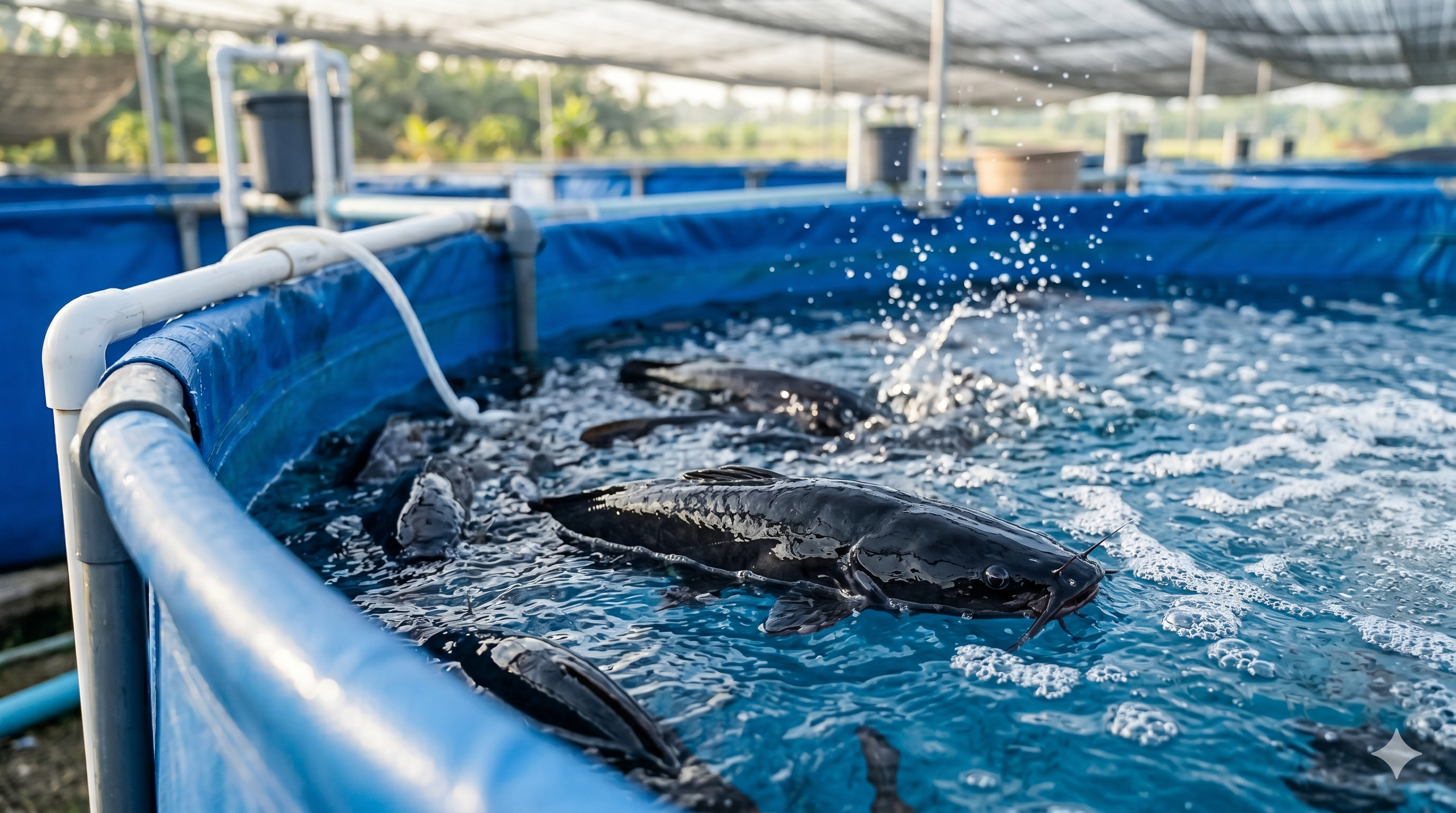 Ikan keli segar dalam air jernih